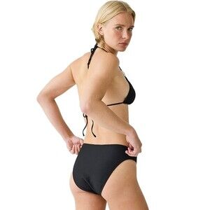 J. Crew Bikini Bottoms Black Ribbed 80s Inspired High Rise BW021 NWT Size S